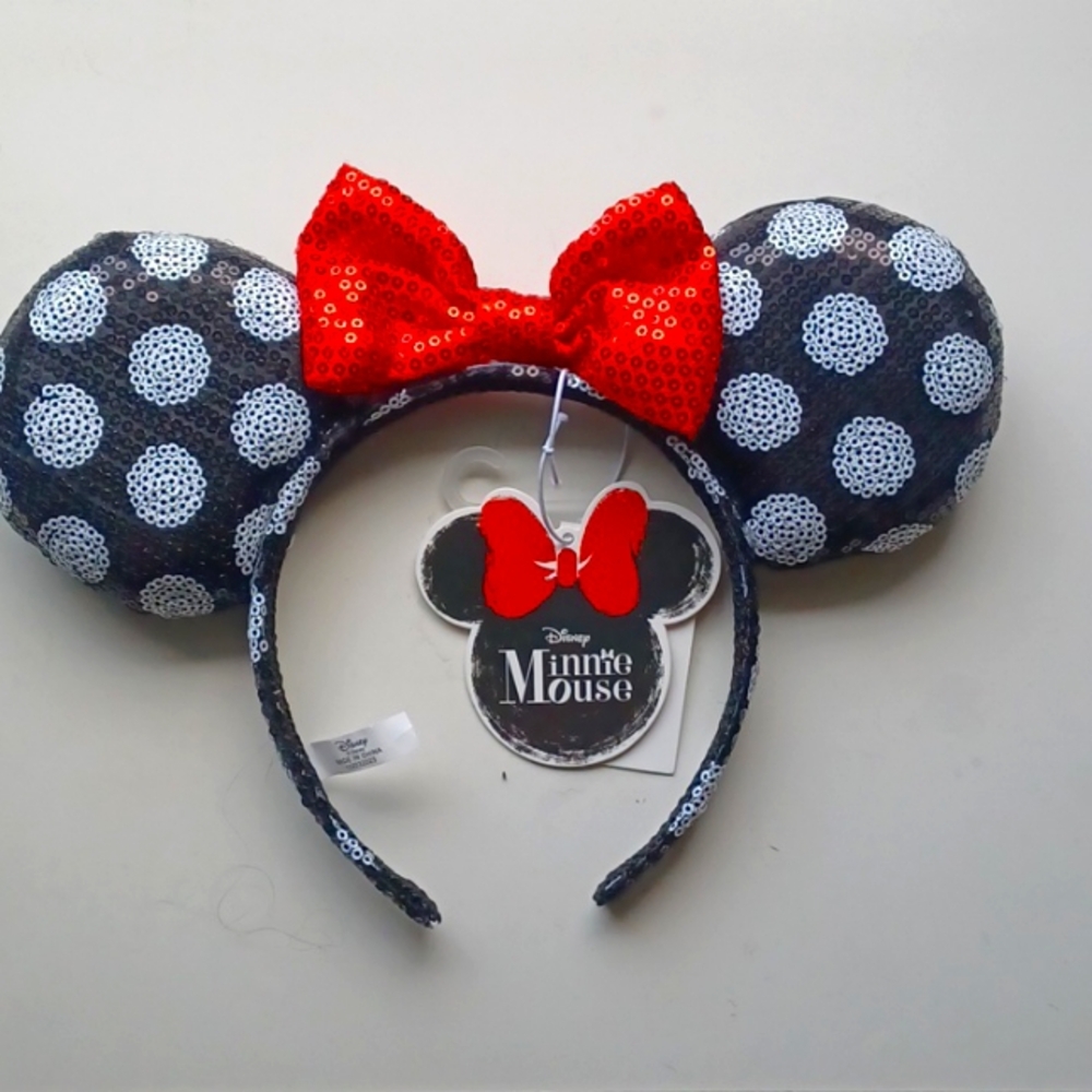 Minnie mouse polka dot sequins ears